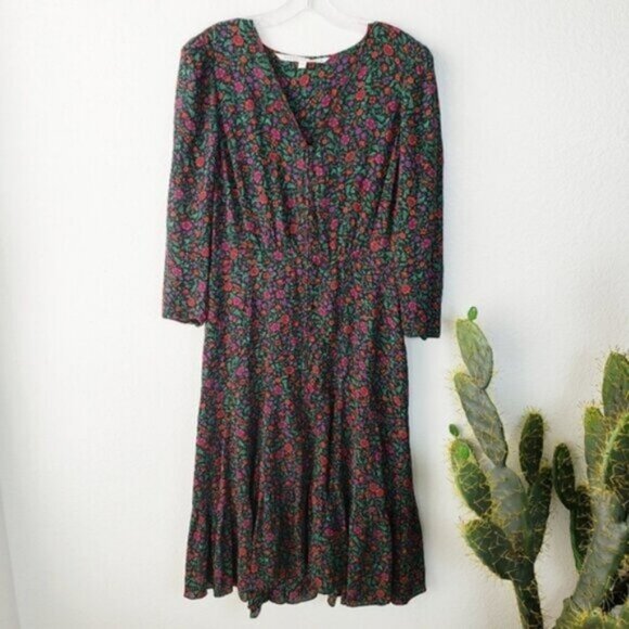 NWOT Veronica Beard $695 Lasanna Floral Tiered Midi Dress 100% Silk size 12 Boho